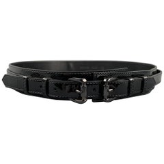 BURBERRY PRORSUM Taille Größe 40 Schwarzes Lackleder Double Strap Gürtel