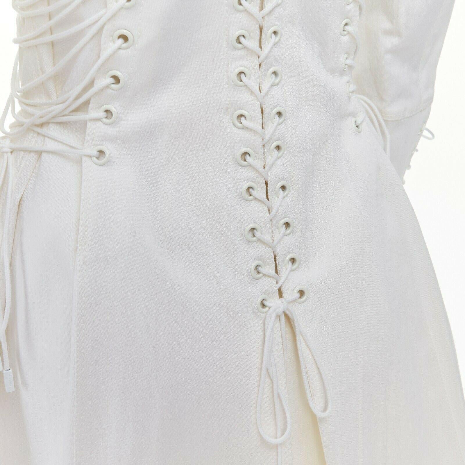 BURBERRY PRORSUM white corset lacing detail button front trench coat IT40 S 2