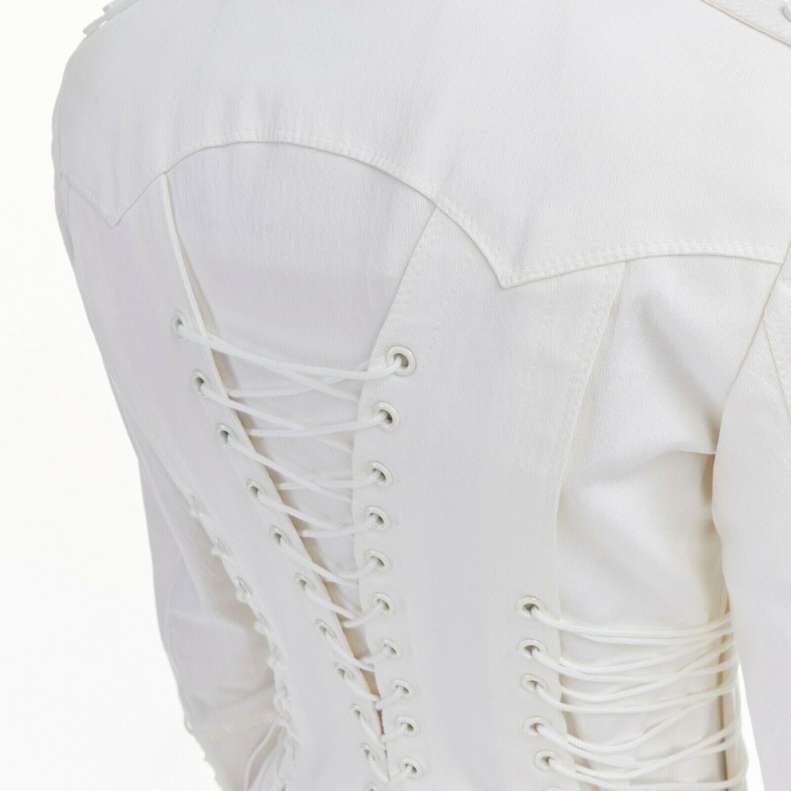 BURBERRY PRORSUM white corset lacing detail button front trench coat IT40 S 3