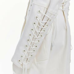 BURBERRY PRORSUM white corset lacing detail button front trench coat IT40 S