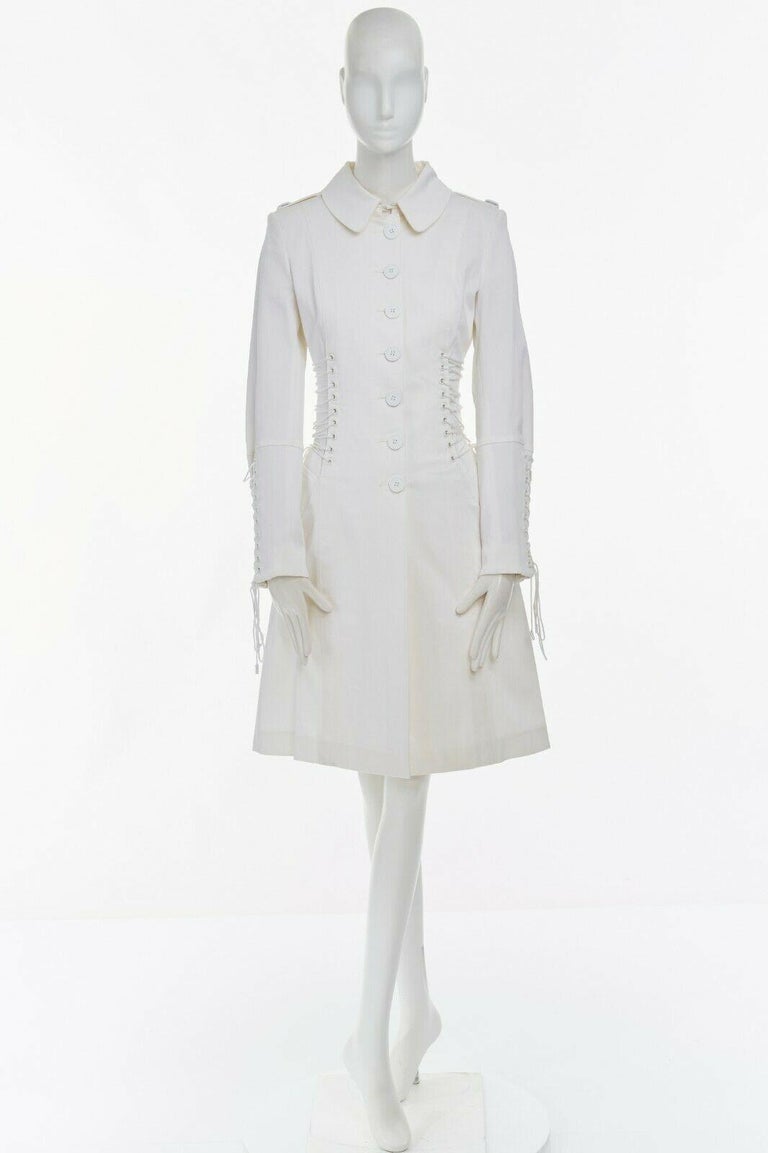 BURBERRY PRORSUM white corset lacing detail button front trench coat IT40 S  at 1stDibs | corset coat, burberry white coat, corset trench coat