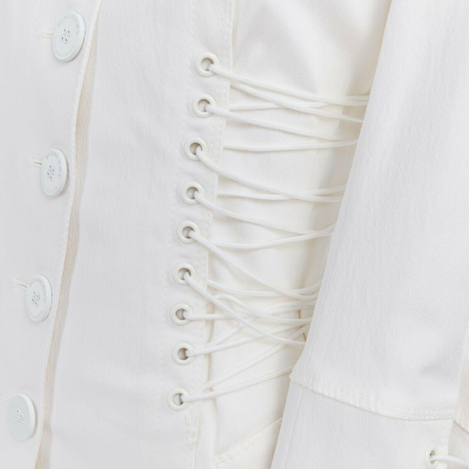 BURBERRY PRORSUM white corset lacing detail button front trench coat IT40 S 1