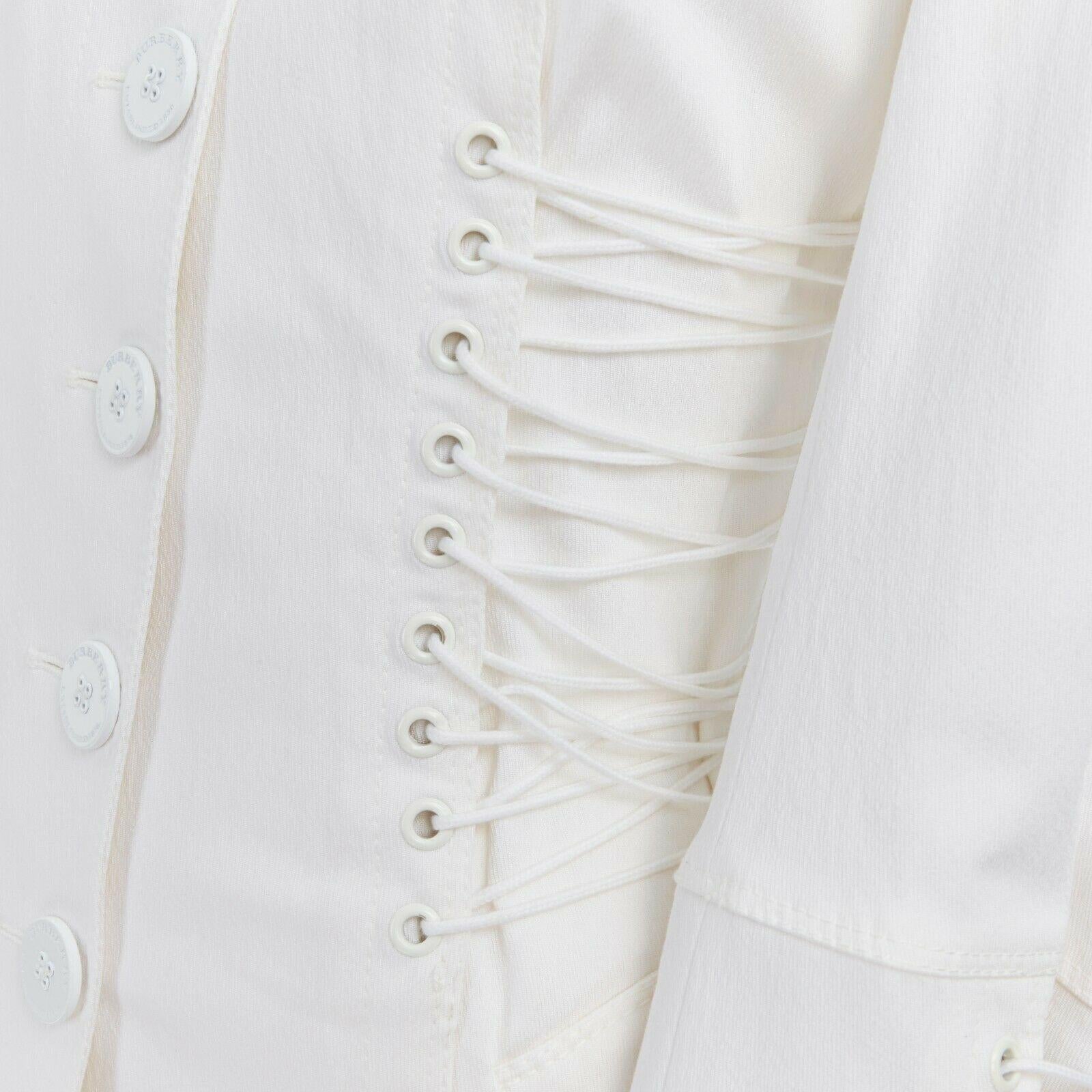 BURBERRY PRORSUM white corset lacing detail button front trench coat IT40 S 1