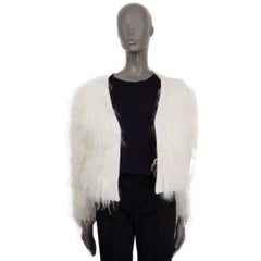 BURBERRY PRORSUM white SHEARLING TRIM wool cashmere Open Jacket S