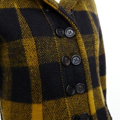 BURBERRY Prorsum yellow punk tartan plaid wool double breasted coat IT40 S