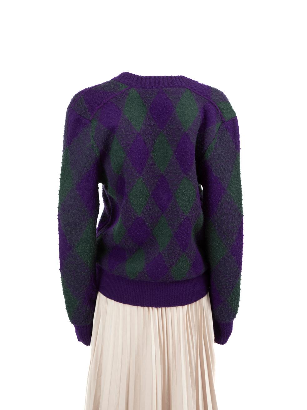 Burberry Chaqueta de lana Argyle-Intarsia Morada Talla S Negro en venta