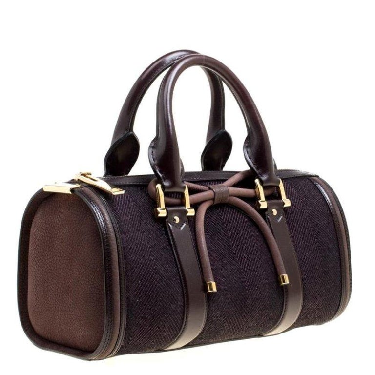 Burberry Purple Canvas and Leather Bow Duffle Bag For Sale at 1stdibs