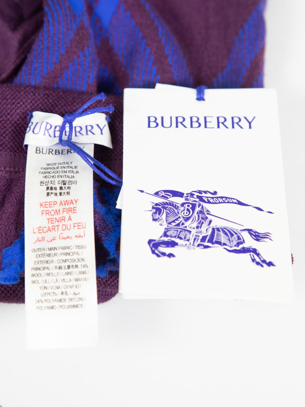 Burberry Purple Check Wool Blend Tights Size M For Sale 1