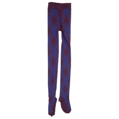 Burberry - Tights en laine à carreaux violets, taille M