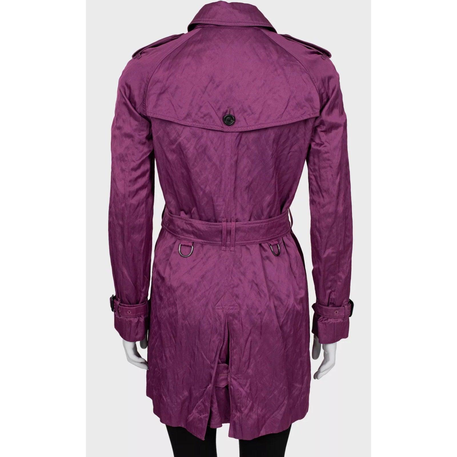 Viola Burberry, cappotto trench doppiopetto viola - Taglia 42/M in vendita