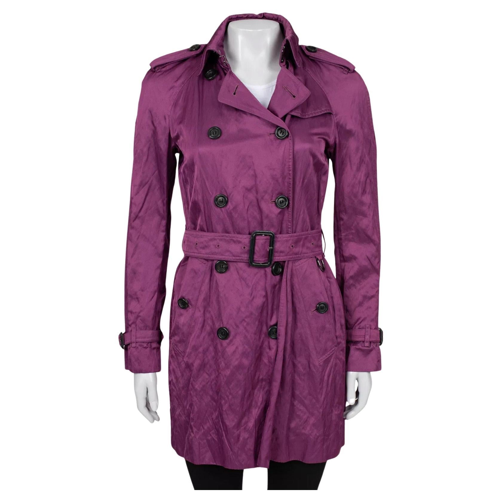 Burberry, cappotto trench doppiopetto viola - Taglia 42/M in vendita