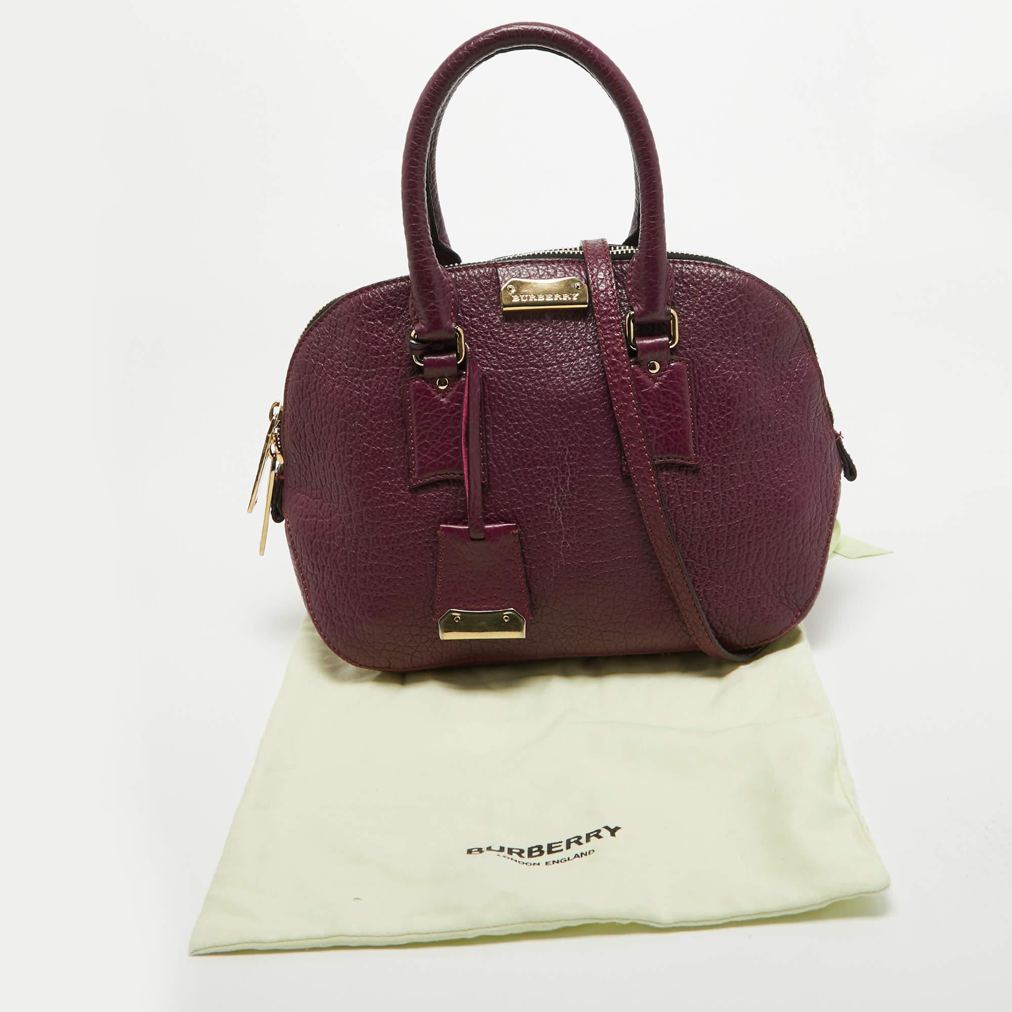 Burberry Purple Leather Orchard Bowler Bag For Sale 11