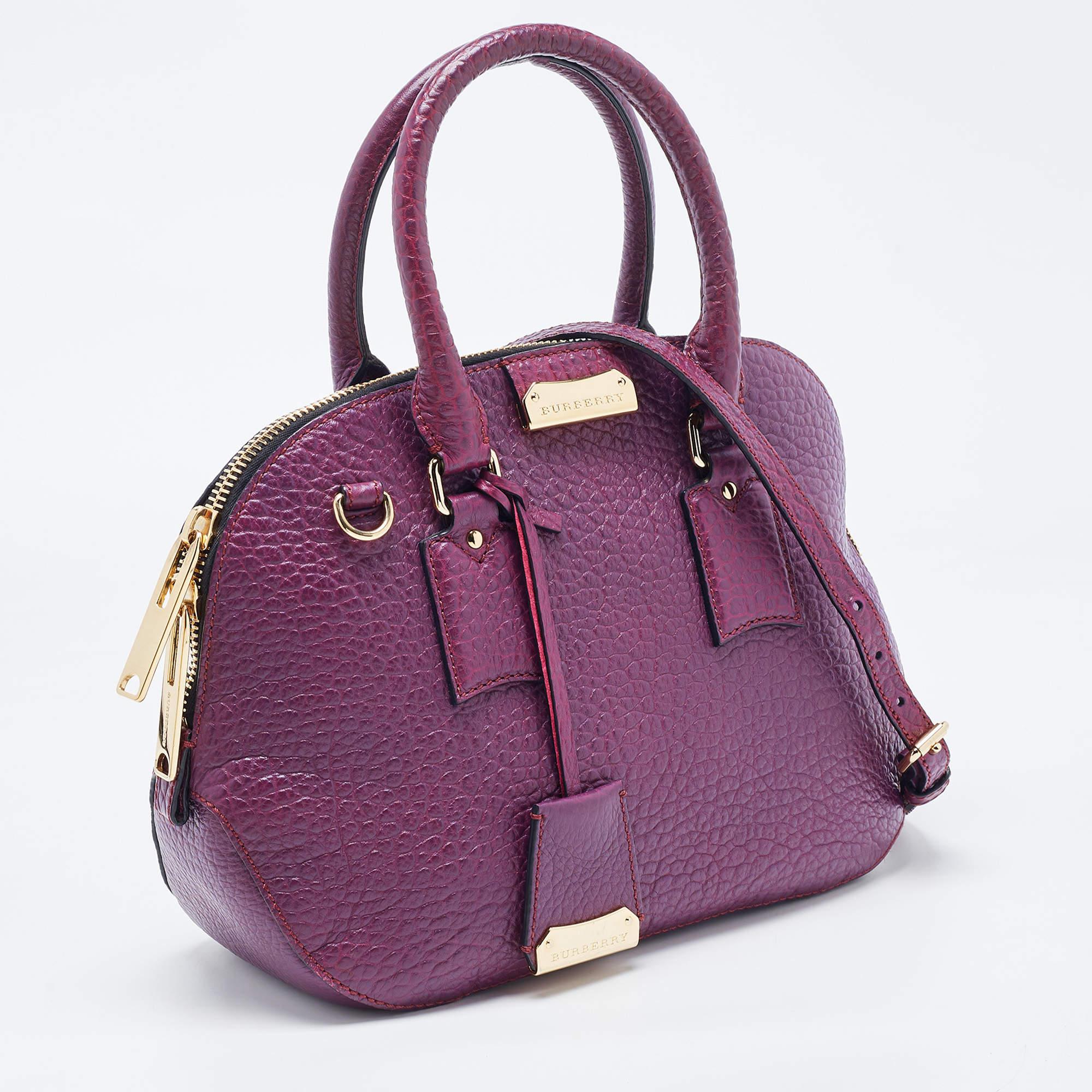 Burberry Purple Leather Orchard Bowler Bag In Good Condition In Dubai, Al Qouz 2