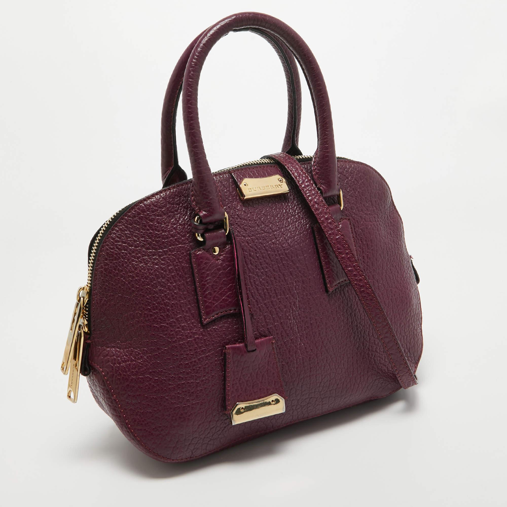 Women's Burberry Purple Leather Orchard Bowler Bag For Sale