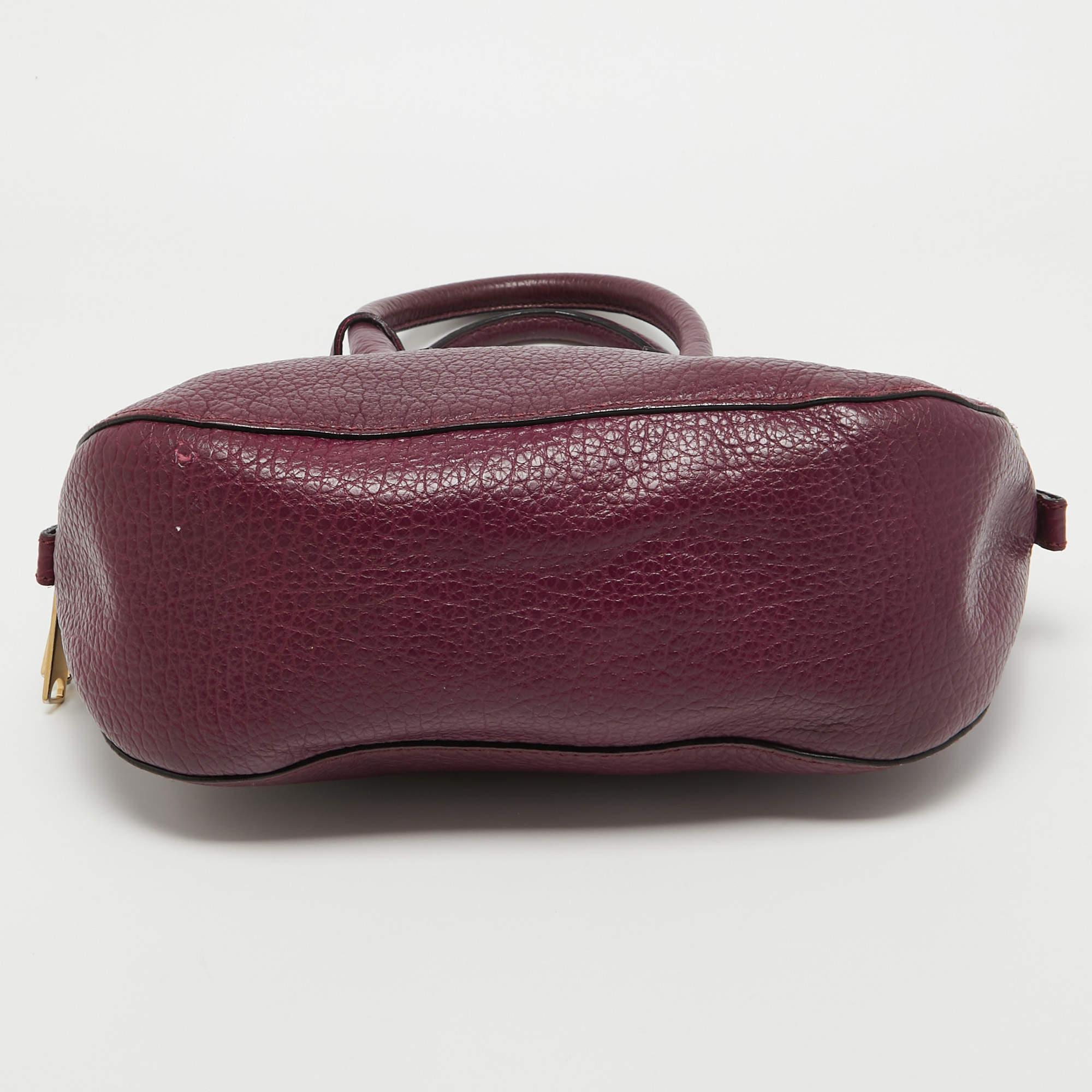 Burberry Purple Leather Orchard Bowler Bag For Sale 1