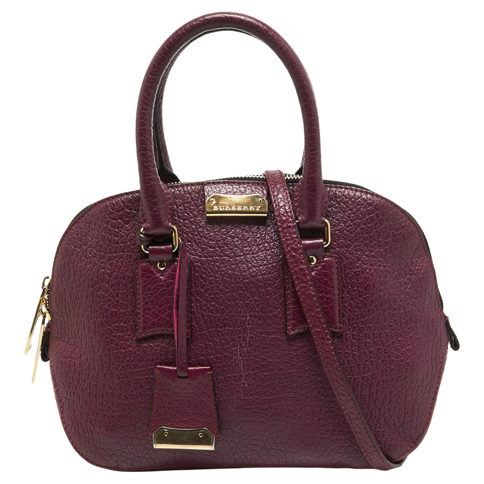 Burberry Purple Leather Orchard Bowler Bag For Sale
