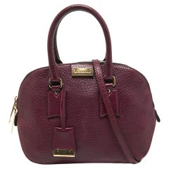 Burberry Purple Leather Orchard Bowler Bag