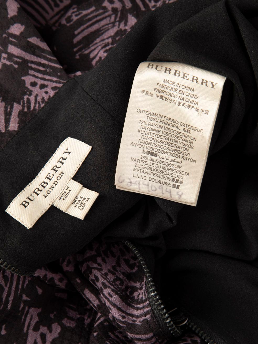 Robe midi à col en V violet Burberry Taille XS en vente 2
