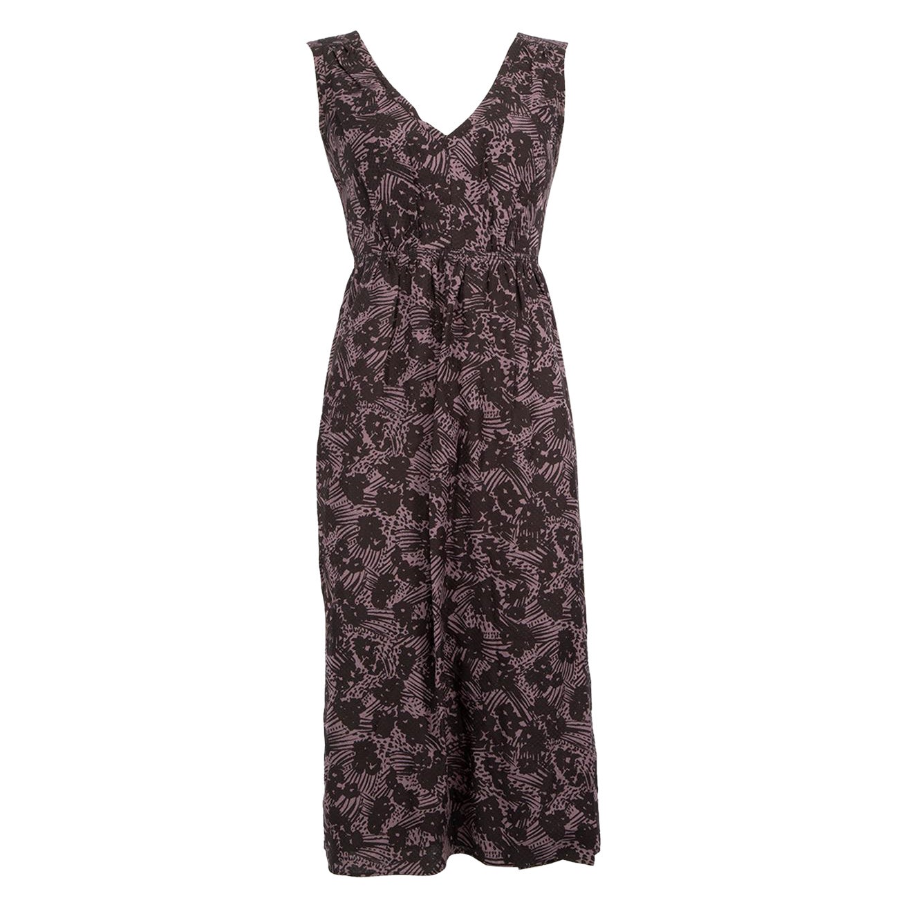 Robe midi à col en V violet Burberry Taille XS en vente