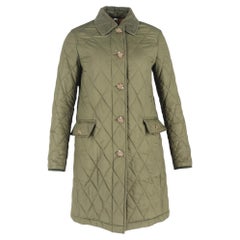 Burberry Quilted Coat in Green Polyester