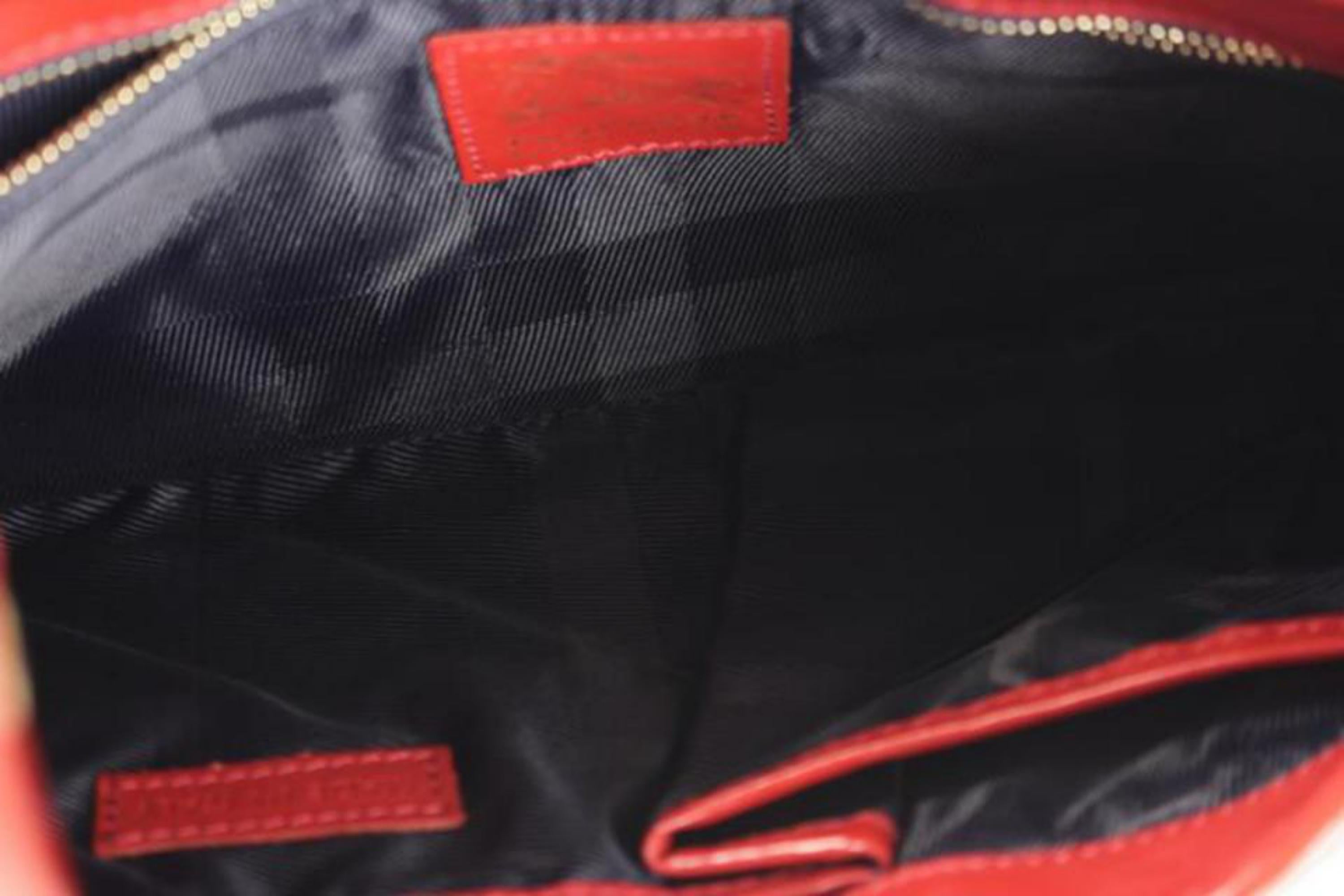 Burberry Quilted Denim Hobo 21bur817 Blue X Red Patent Leather Shoulder Bag For Sale 3
