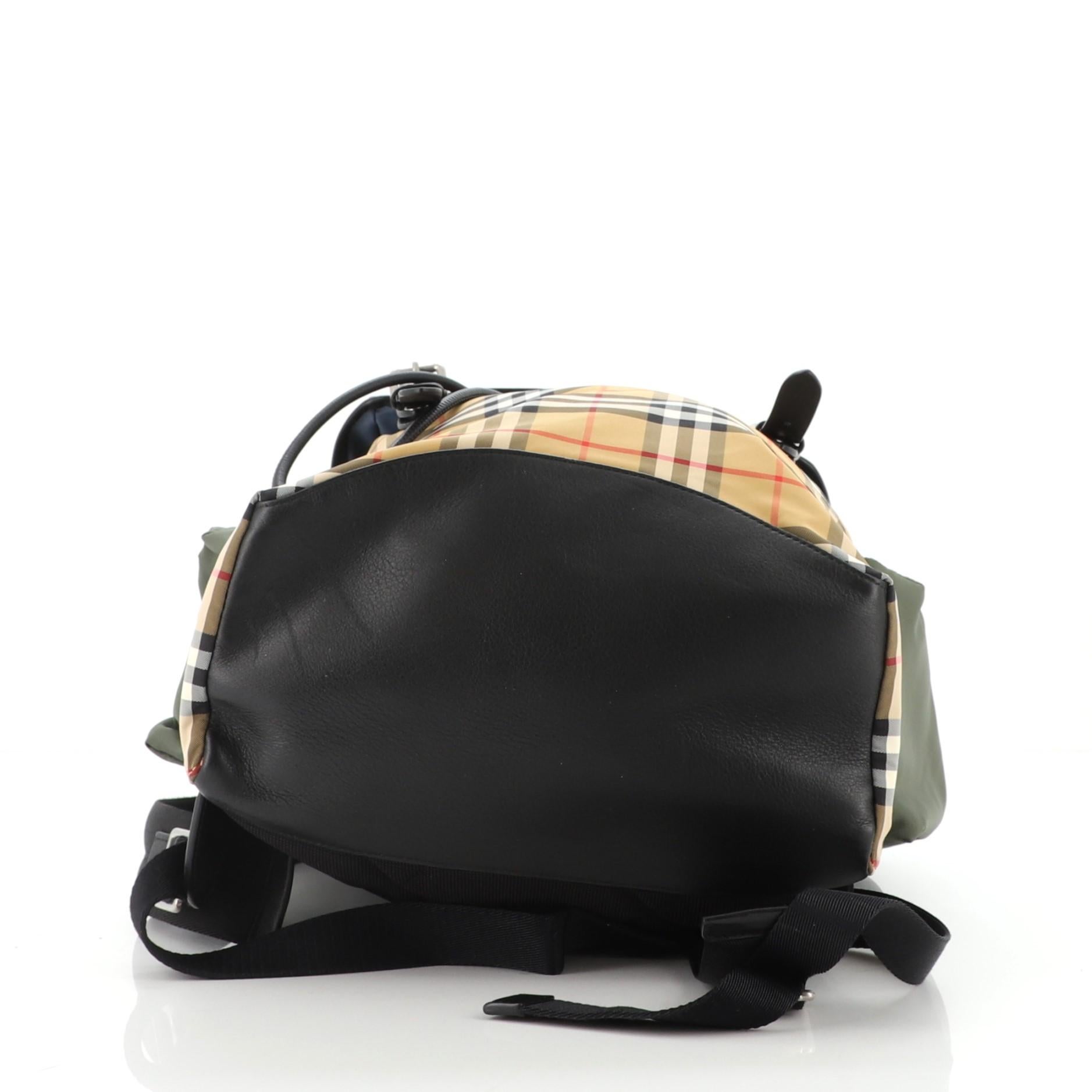 Burberry Ranger Backpack Vintage Check Nylon and Leather Small In Good Condition In NY, NY