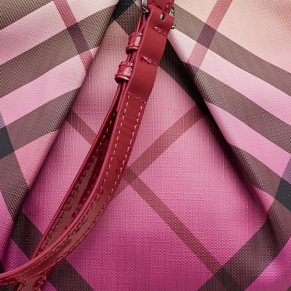 Burberry Raspberry Gradient Supernova Check Canvas And Patent Leather Hobo 6