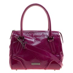 Burberry Raspberry Sorbet Patent Leather Top Handle Bag