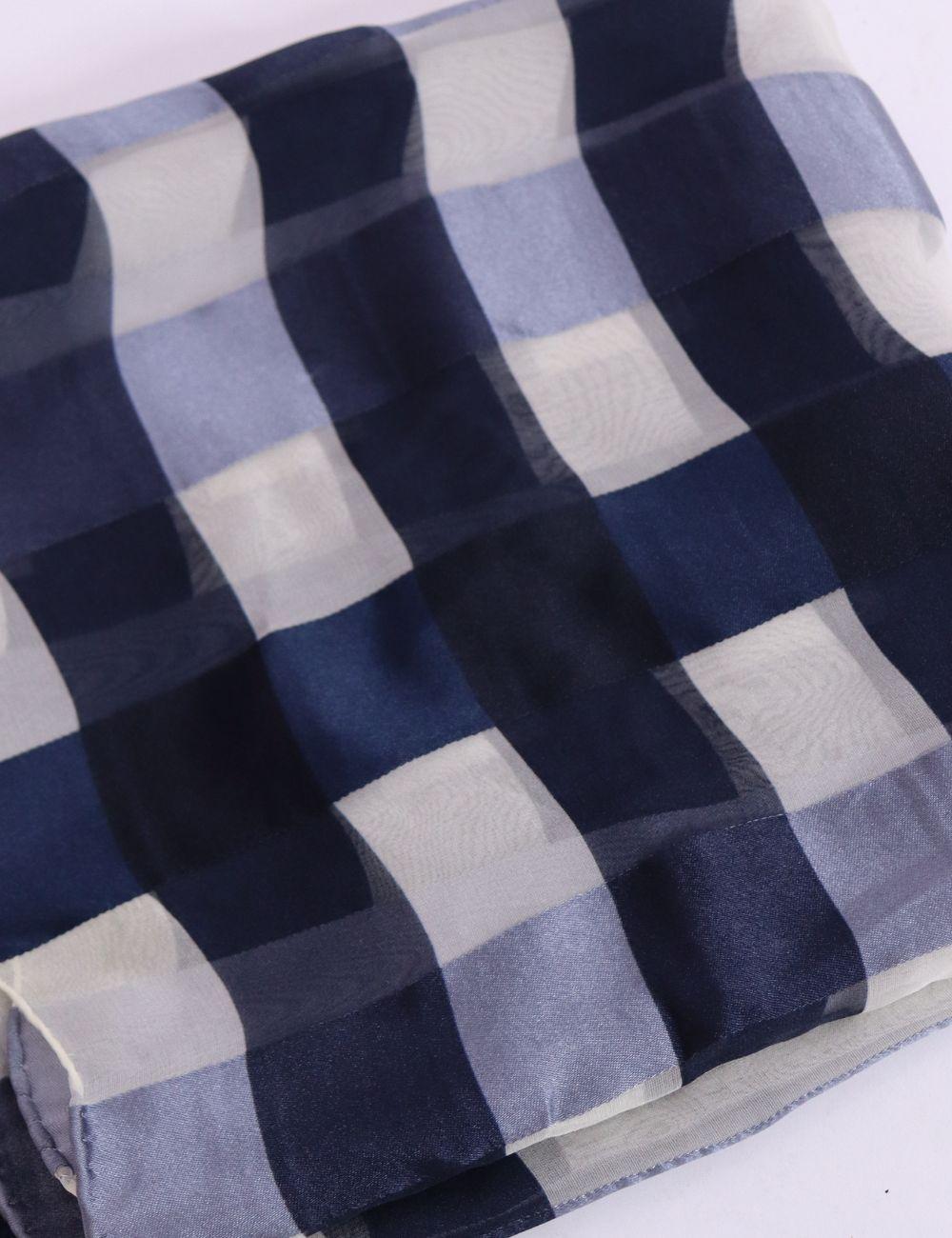 Gray Burberry Rectangle Silk Check Scarf For Sale