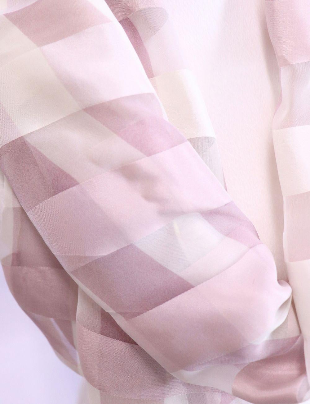 Gray Burberry Rectangle Silk Check Scarf For Sale