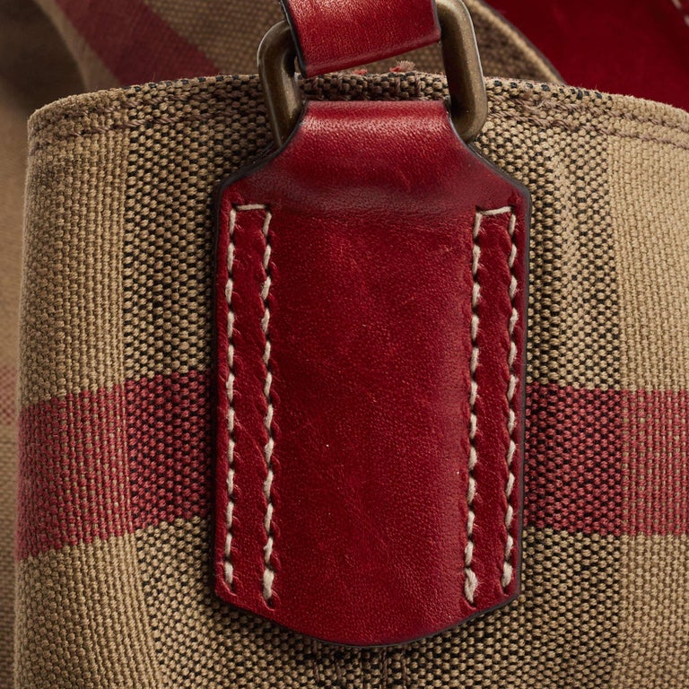 Beige House Check Bucket Bag