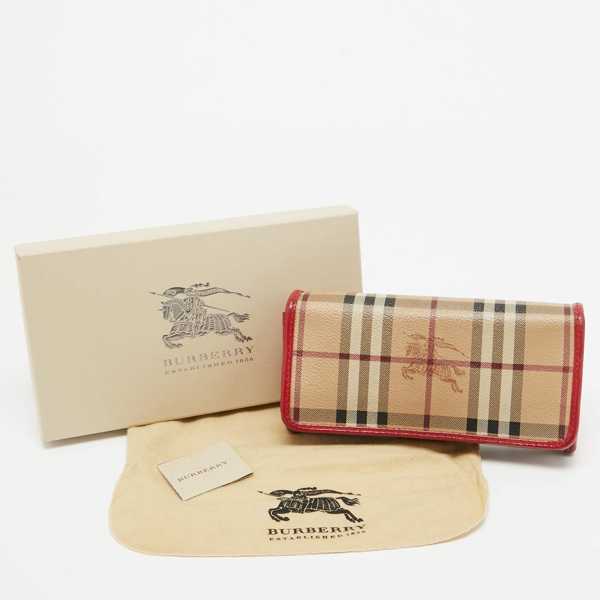Cartera Continental con Solapa de Piel y Lienzo Revestido con Cuadros de la Casa Burberry Rojo/Beige 6