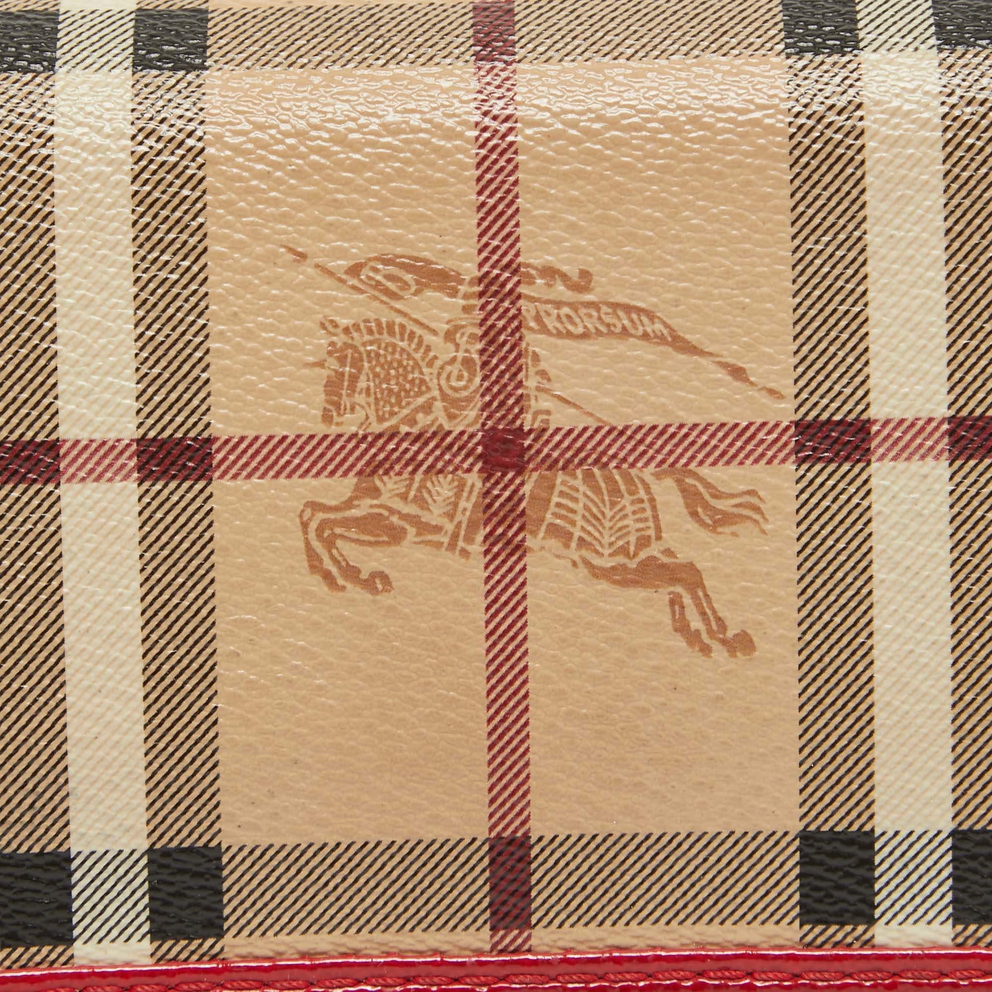Cartera Continental con Solapa de Piel y Lienzo Revestido con Cuadros de la Casa Burberry Rojo/Beige 3