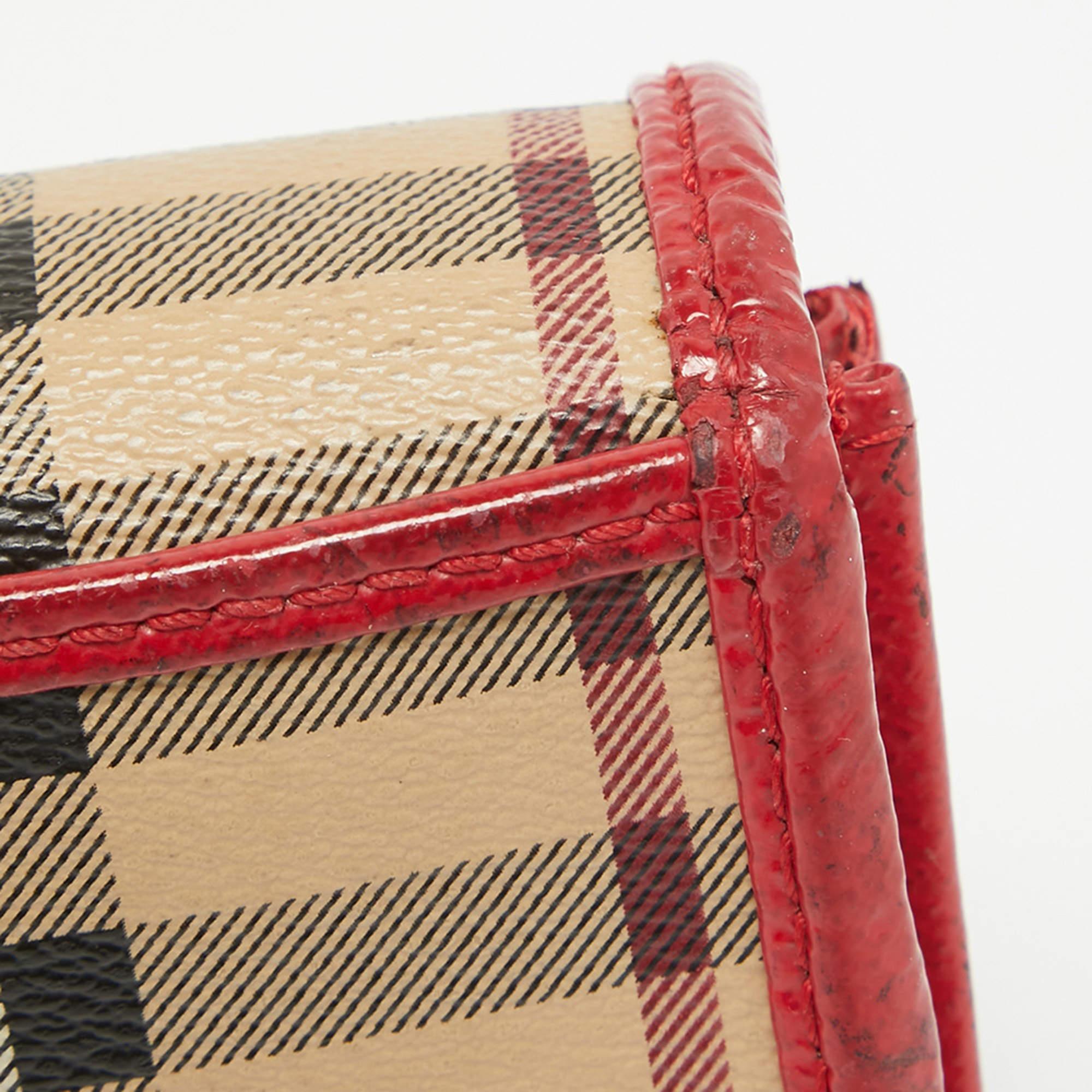 Cartera Continental con Solapa de Piel y Lienzo Revestido con Cuadros de la Casa Burberry Rojo/Beige 4