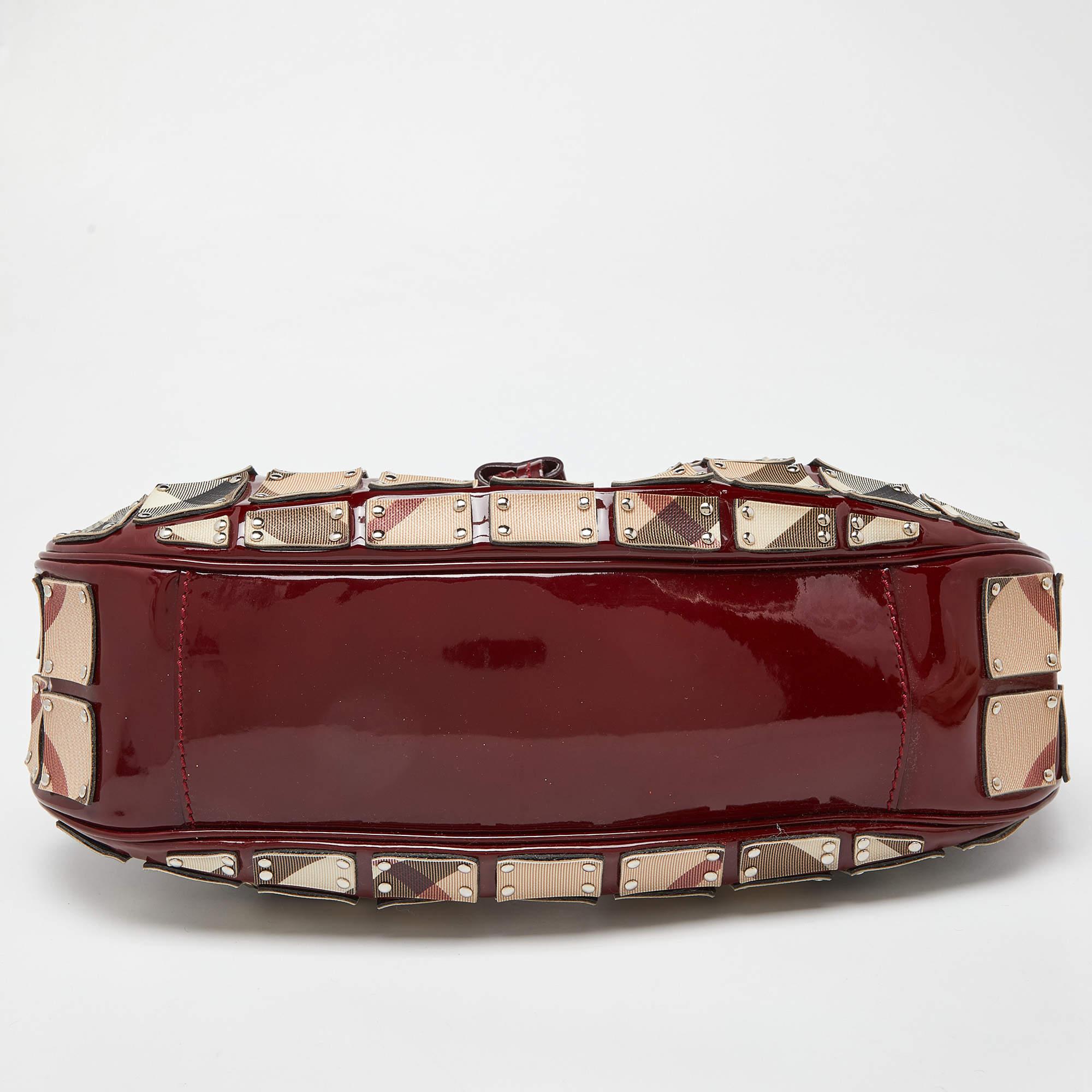 Burberry Red/Beige Super Nova Check Mini Warrior Studded Hobo 1