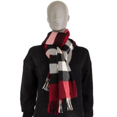 BURBERRY red black white cashmere Muffler Winter Scarf