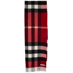 BURBERRY - Écharpe d'hiver en cachemire rouge, noir et blanc avec manches bouffantes