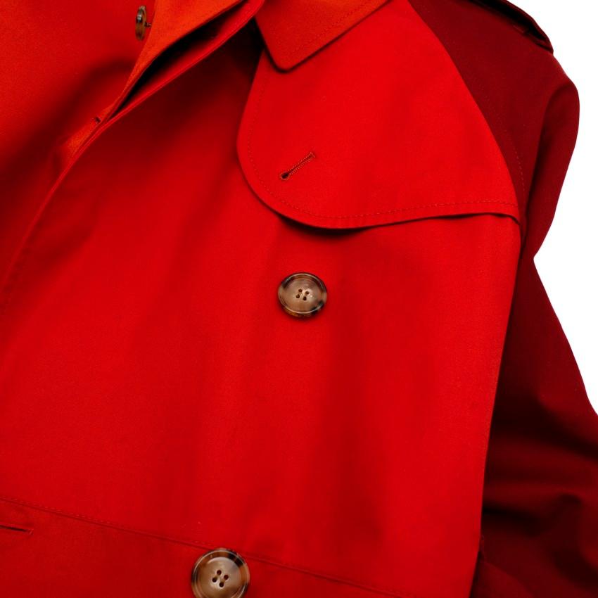 Women's Burberry Red & Burgundy Long Garbardine Trench Coat For Sale