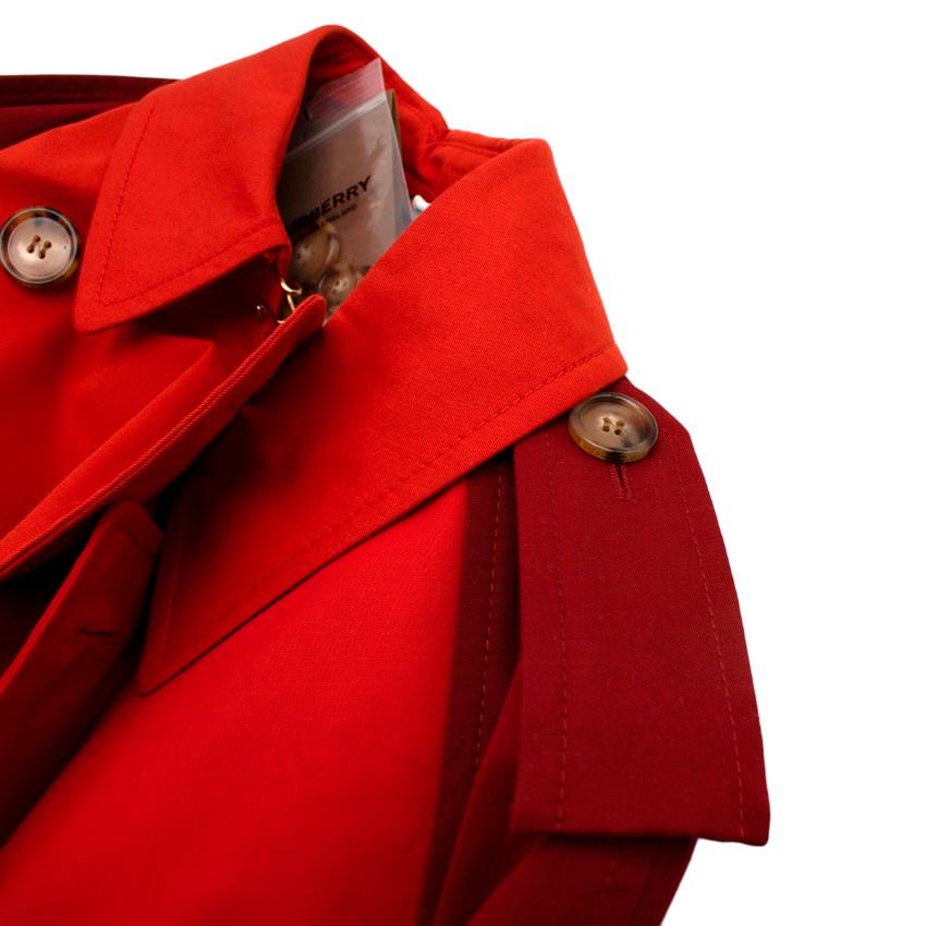 Burberry Red & Burgundy Long Garbardine Trench Coat For Sale 1