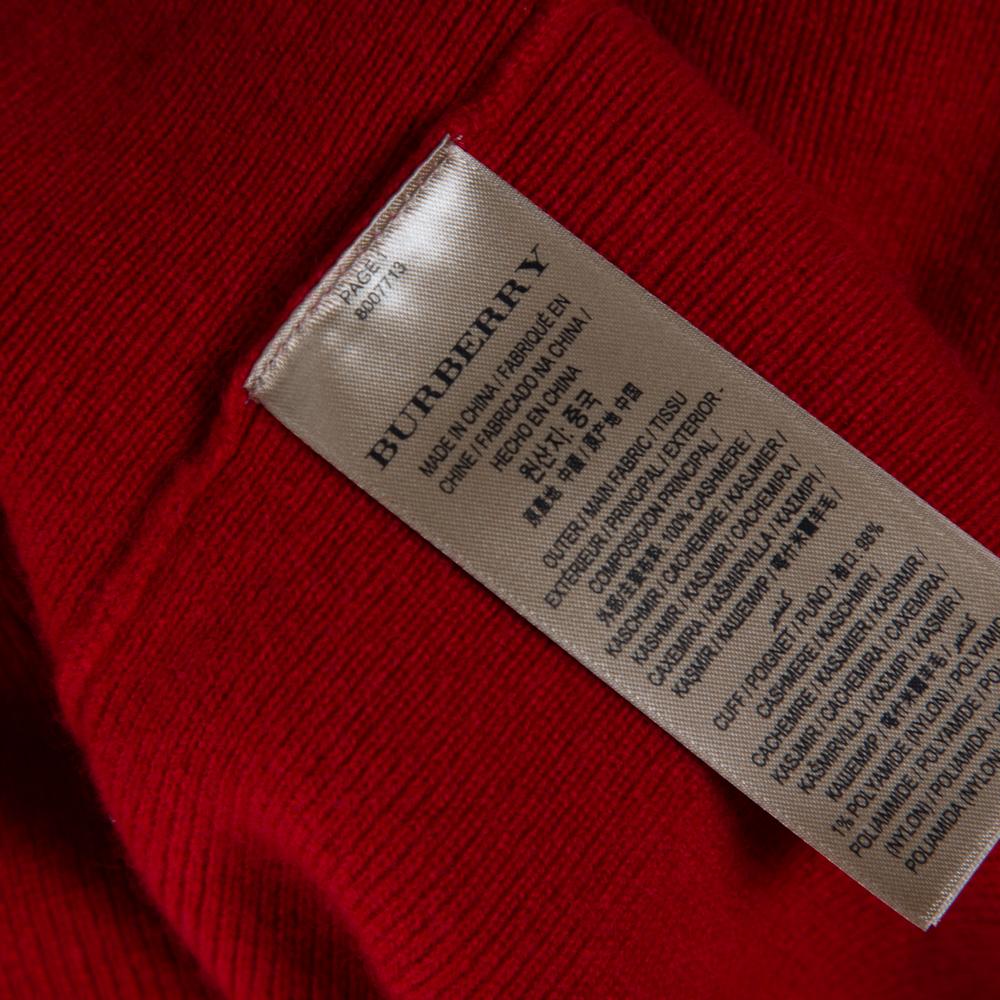 Burberry Red Cashmere Hendon Quarter Zip Sweater L In New Condition In Dubai, Al Qouz 2