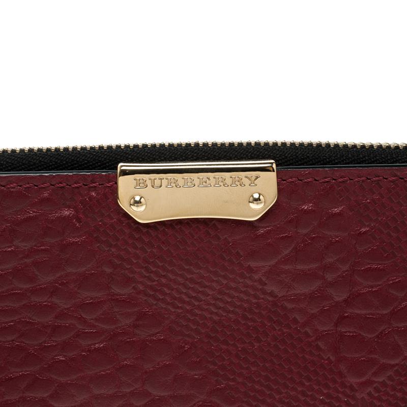 Burberry Red Check Embossed Leather Wallet 5