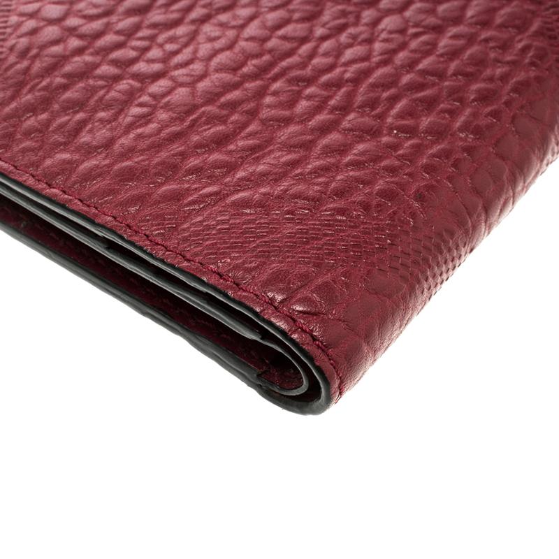 Burberry Red Check Embossed Leather Wallet 2