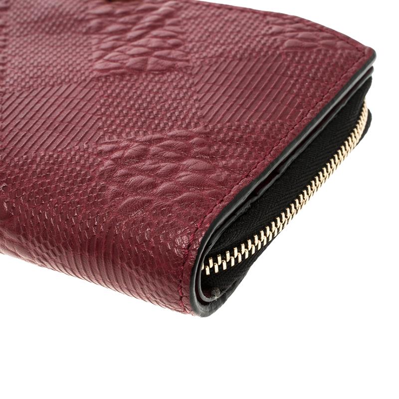Burberry Red Check Embossed Leather Wallet 3