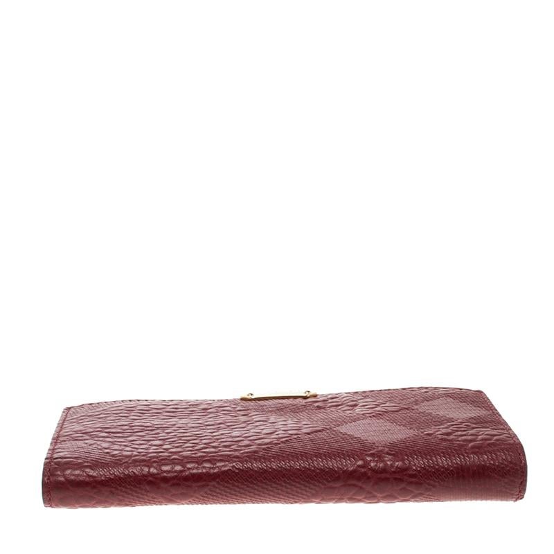 Burberry Red Check Embossed Leather Wallet 4