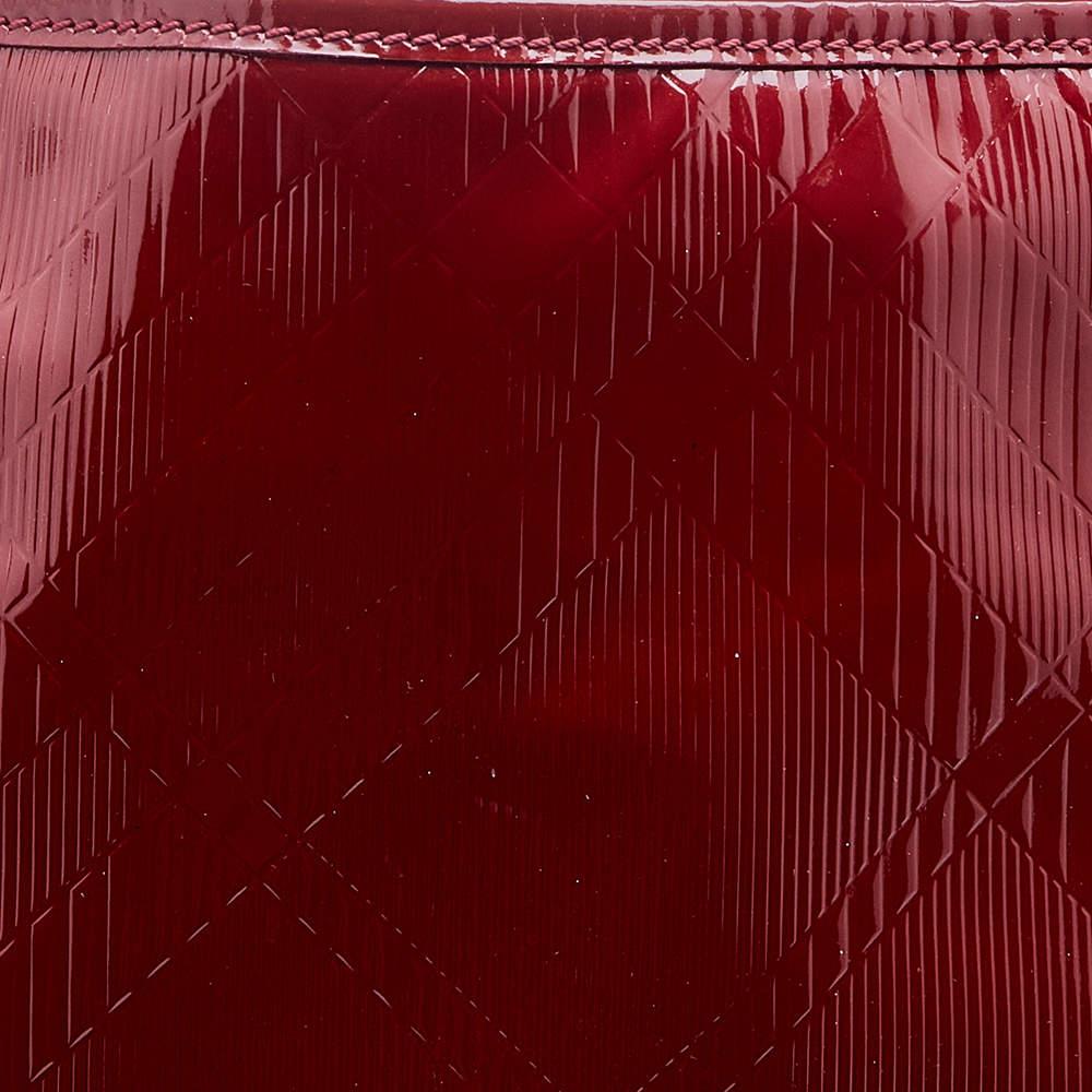 Burberry Red Check Embossed Patent Leather Bilmore Tote For Sale 2