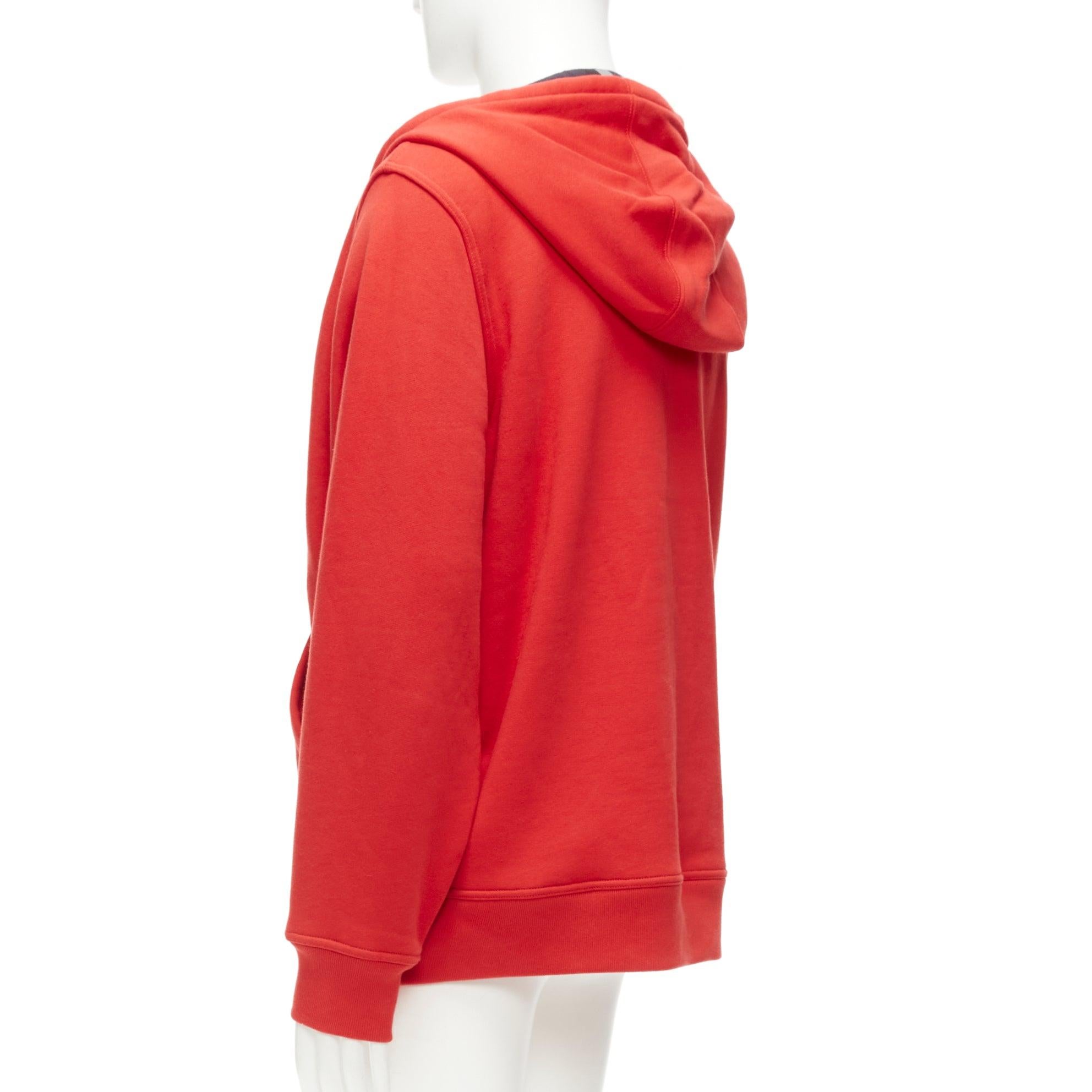 Burberry rouge coton mélangé house check lined logo oversized hoodie XS en vente 2