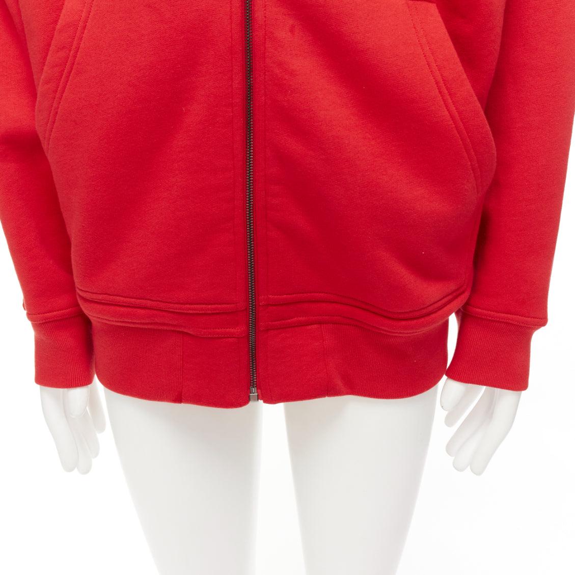 Burberry, felpa con cappuccio oversize XS in misto cotone rosso con logo foderato. in vendita 3