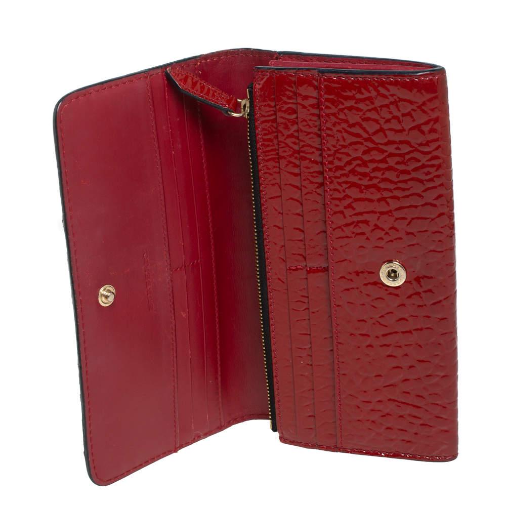 Burberry Red Embossed Patent Leather Penrose Continental Wallet 2