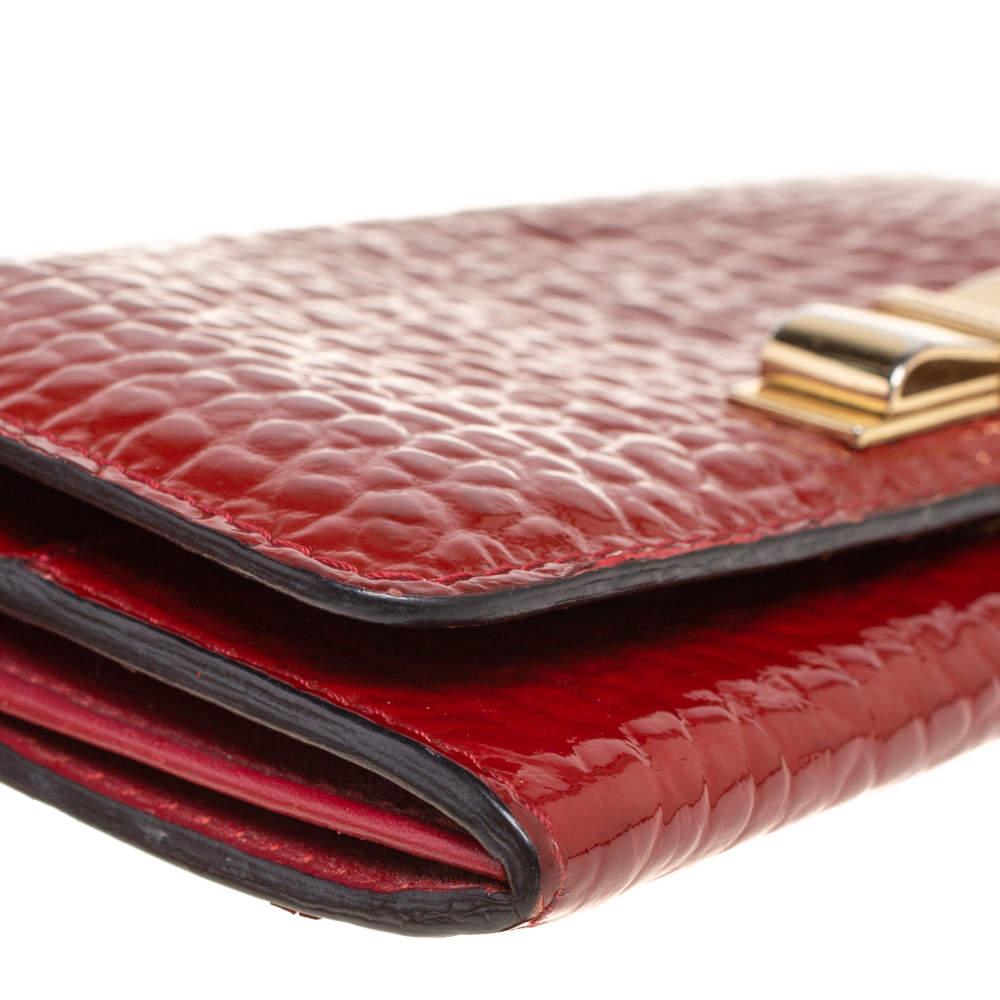 Burberry Red Embossed Patent Leather Penrose Continental Wallet 4