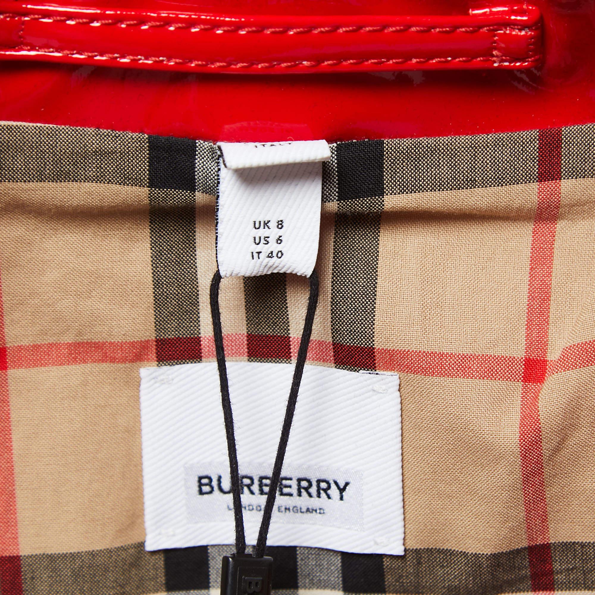 Men's Burberry Red Glossed-Vinyl Belt Detailed Coat S